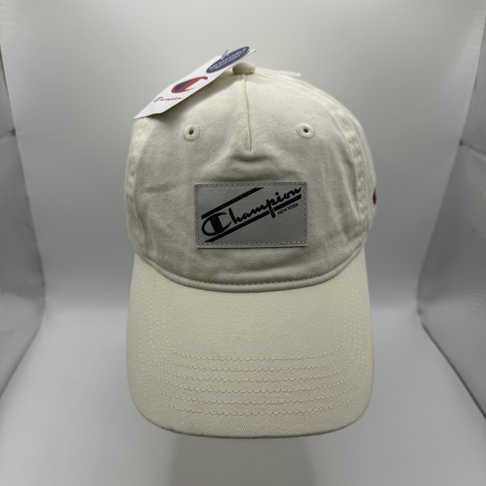 Champion Ivory Dad Hat Script Logo Adjustable Strap OS Cotton Cap 3HXFD1-280 NEW